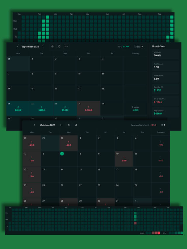 Calendar editor showing database fields mapped to a calendar with a live preview.