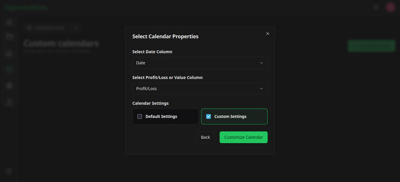 Calendar modal Custom