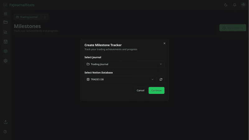 Milestone creation modal