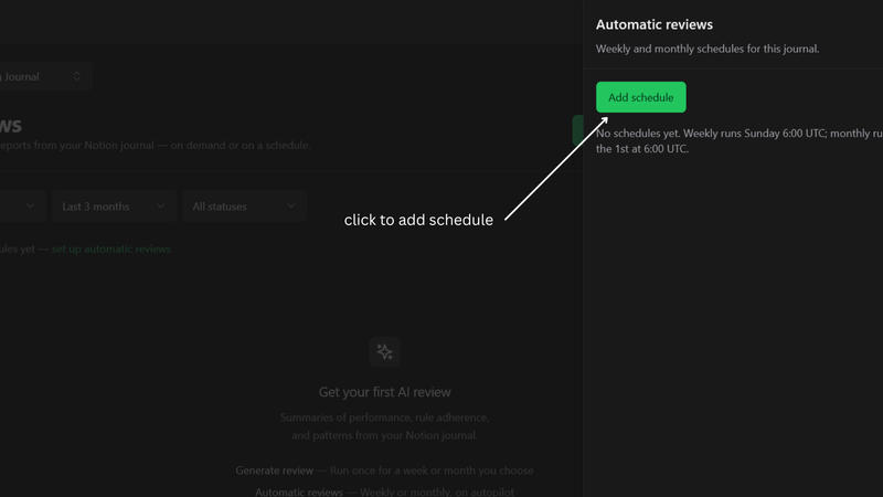 Automatic reviews sheet with schedule cards