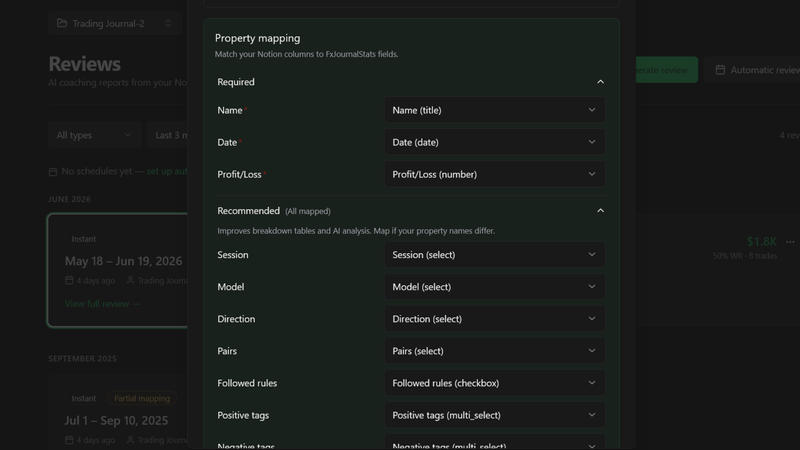 Property mapping in the generate or schedule modal