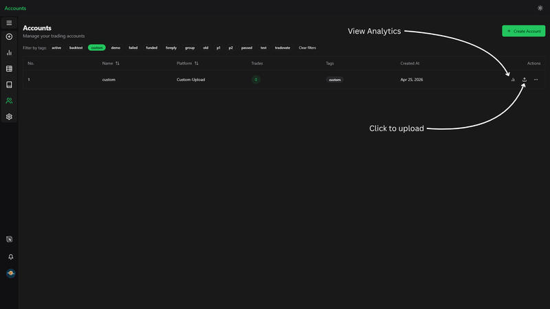 Add trades modal