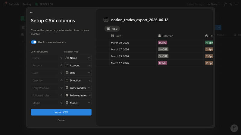 notion CSV Mapping