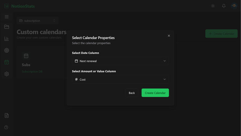 Custom calendar step 2