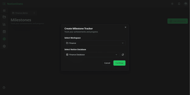 Milestone creation modal