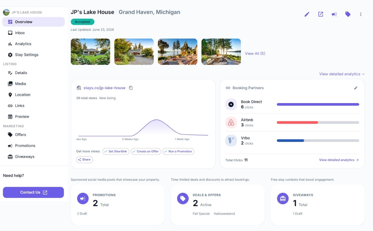 Stay dashboard overview help