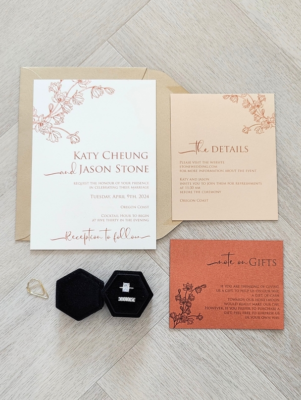 Single Card invite with multi color inserts