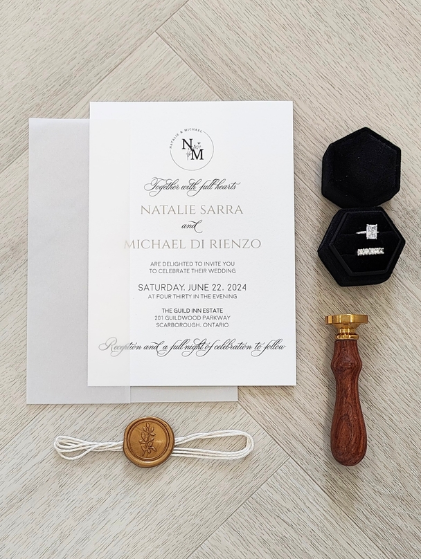 Single Card with Vellum Wrap and String Wax Seal Combo