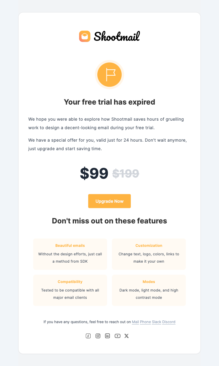 Free trial expired mail template