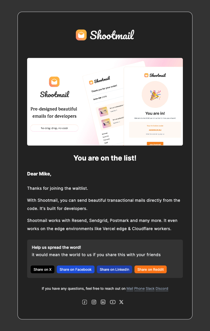 Joined Waitlist mail template