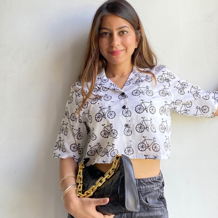 Cycle block print cropped shirt