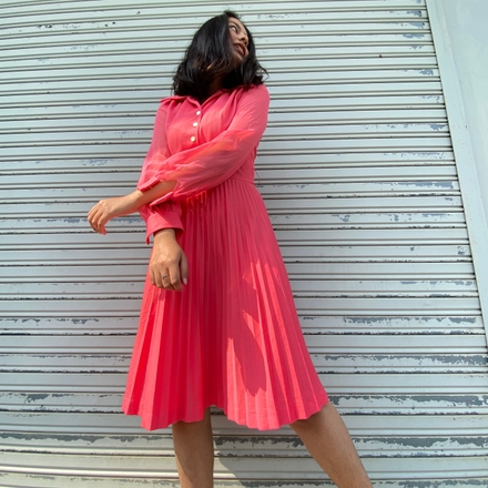 Pink permanent pleats dress