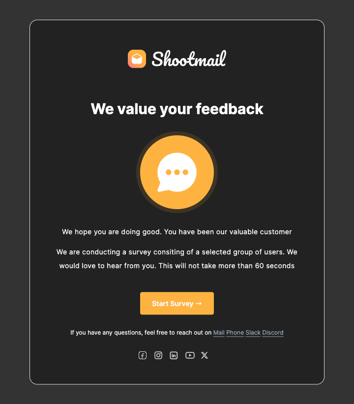 Customer Feedback Survey mail template