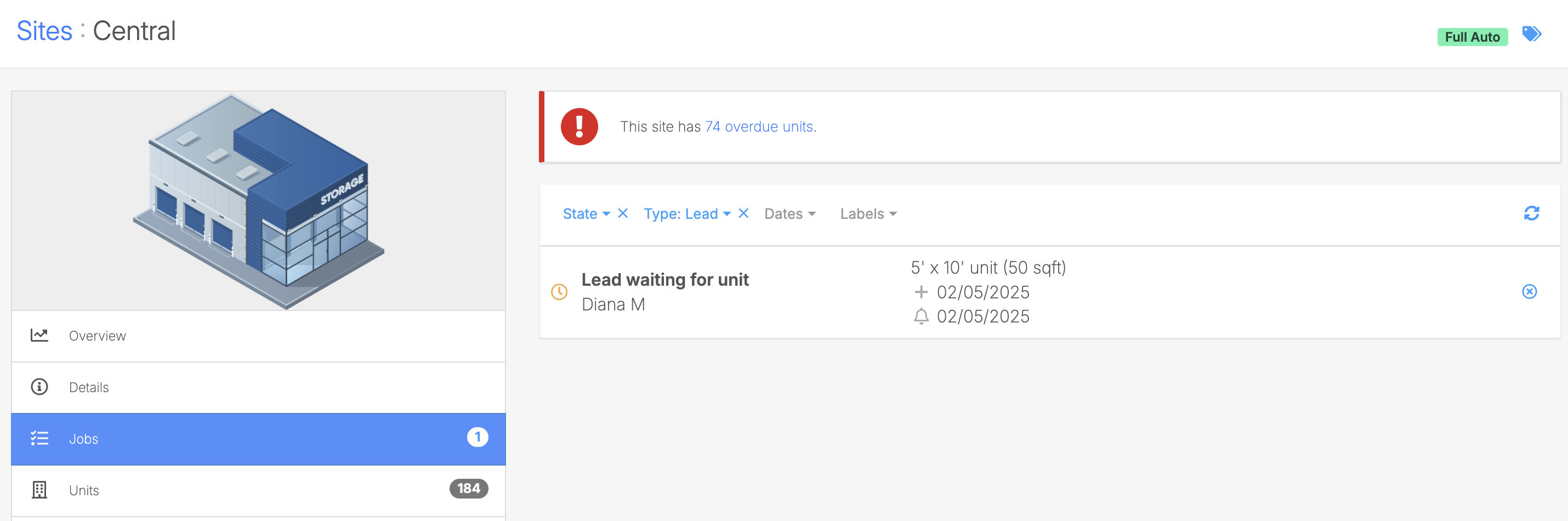 An example waitlist entry in the Admin Portal