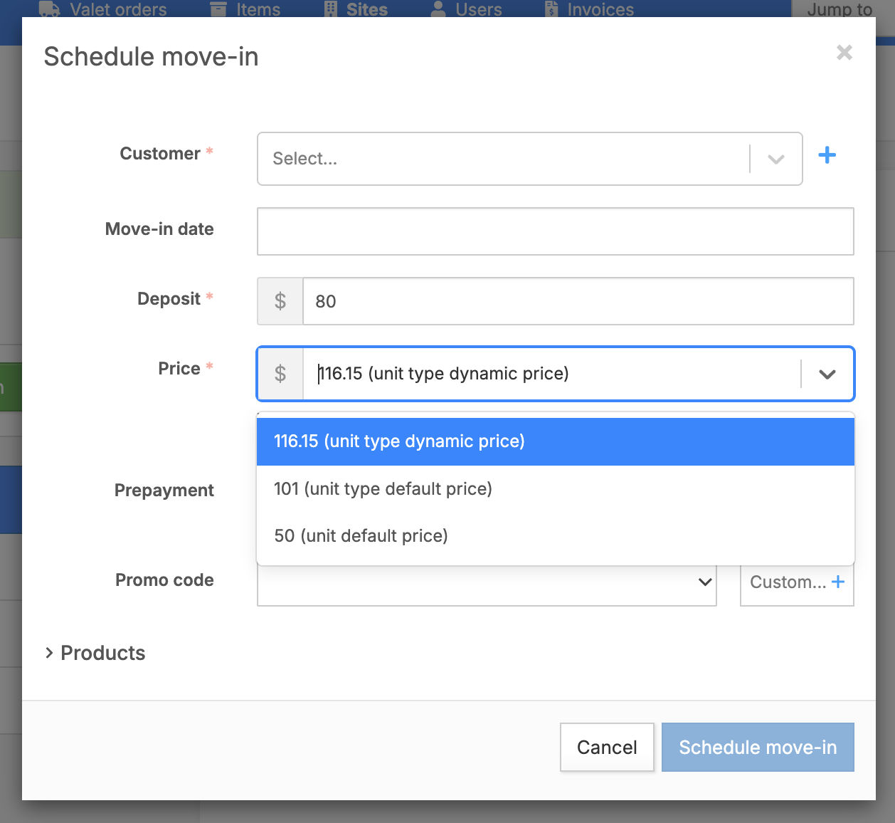 unit pricing on manual move-ins image