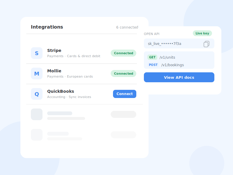 Integrations and open API view