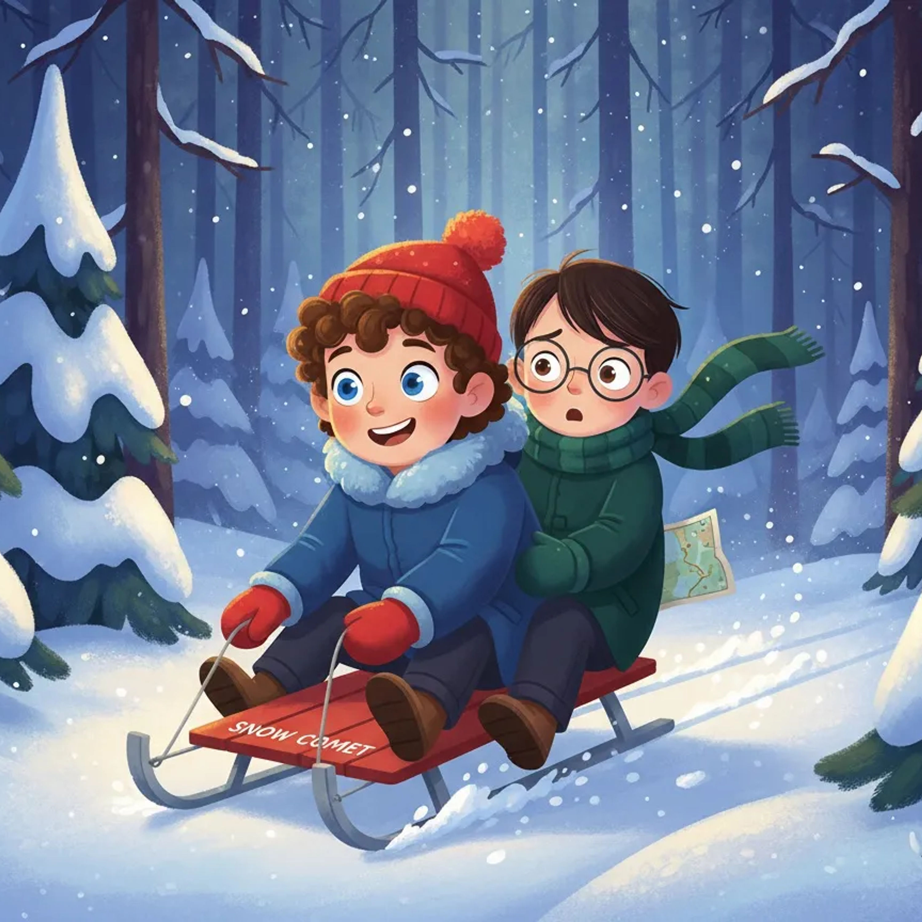 The Great Snowy Sled Adventure - By StoryBee Tales - Bedtime Stories for Kids episode artwork