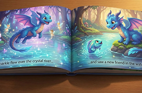 AI illustration generator creating consistent children's book artwork and images that match story narrative