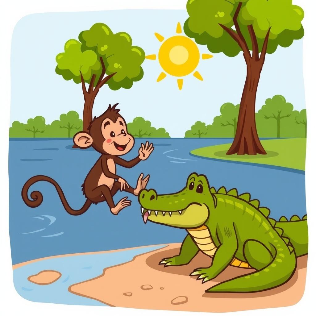 The Clever Monkey and the Crocodile