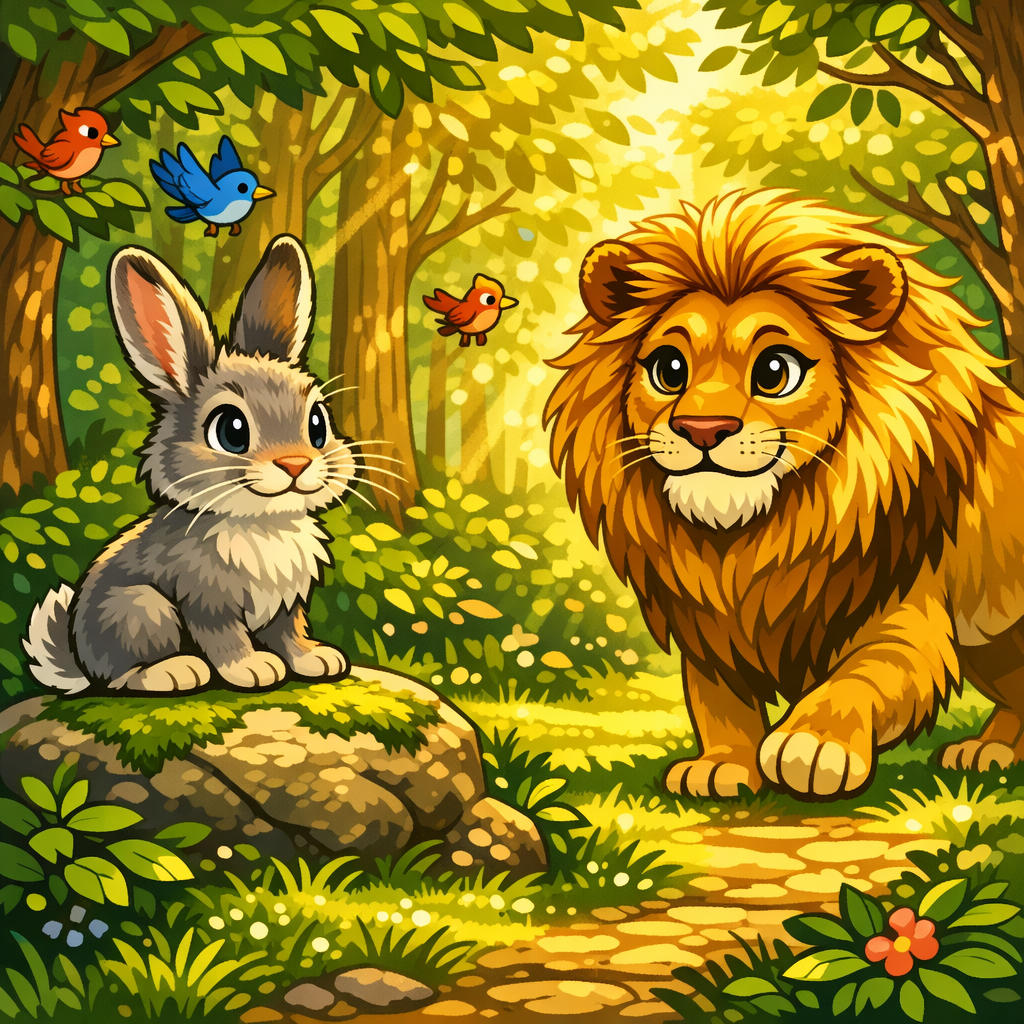 The Clever Rabbit and the Brave Lion