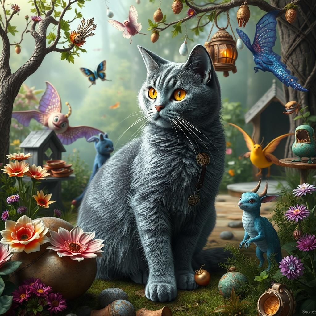 Lila and the Mischievous Gray Cat