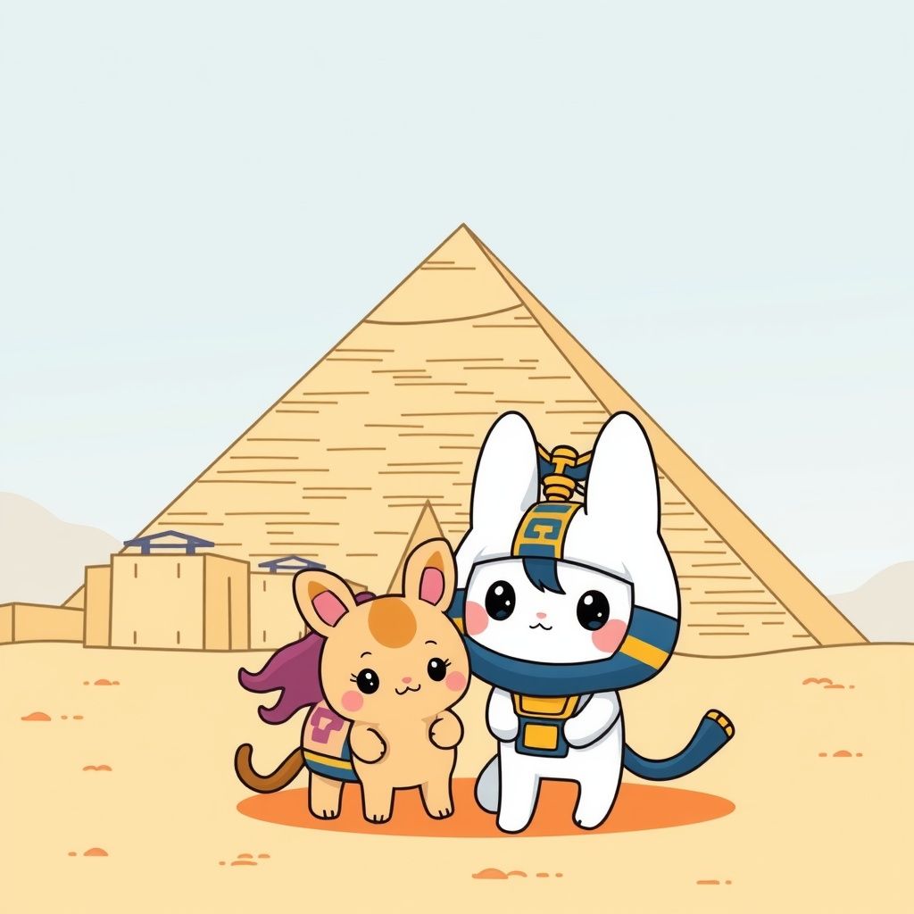 Anaya and Cinnamoroll at the Great Pyramid