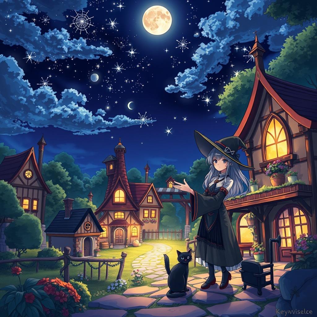 The Lonely Witch and Her Feline Friend
