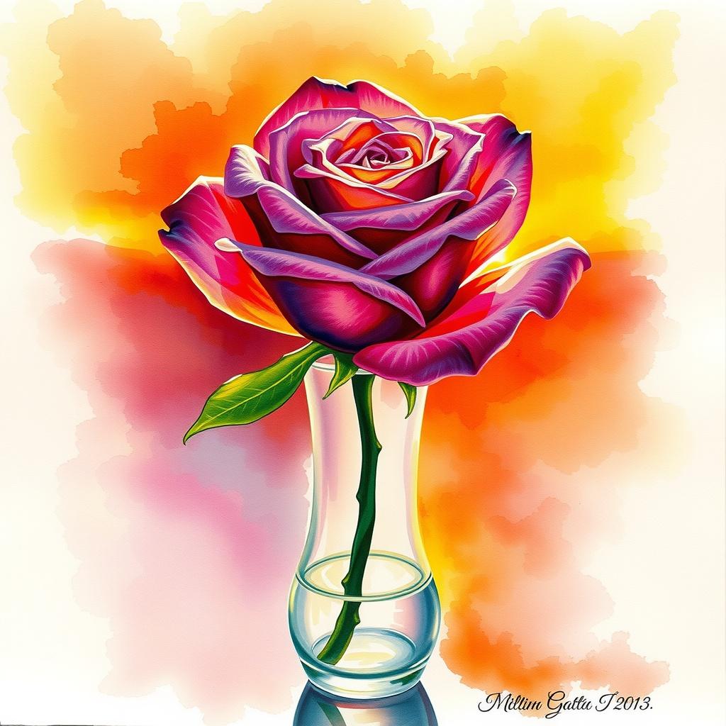 A Rose in a Glass with Bloome