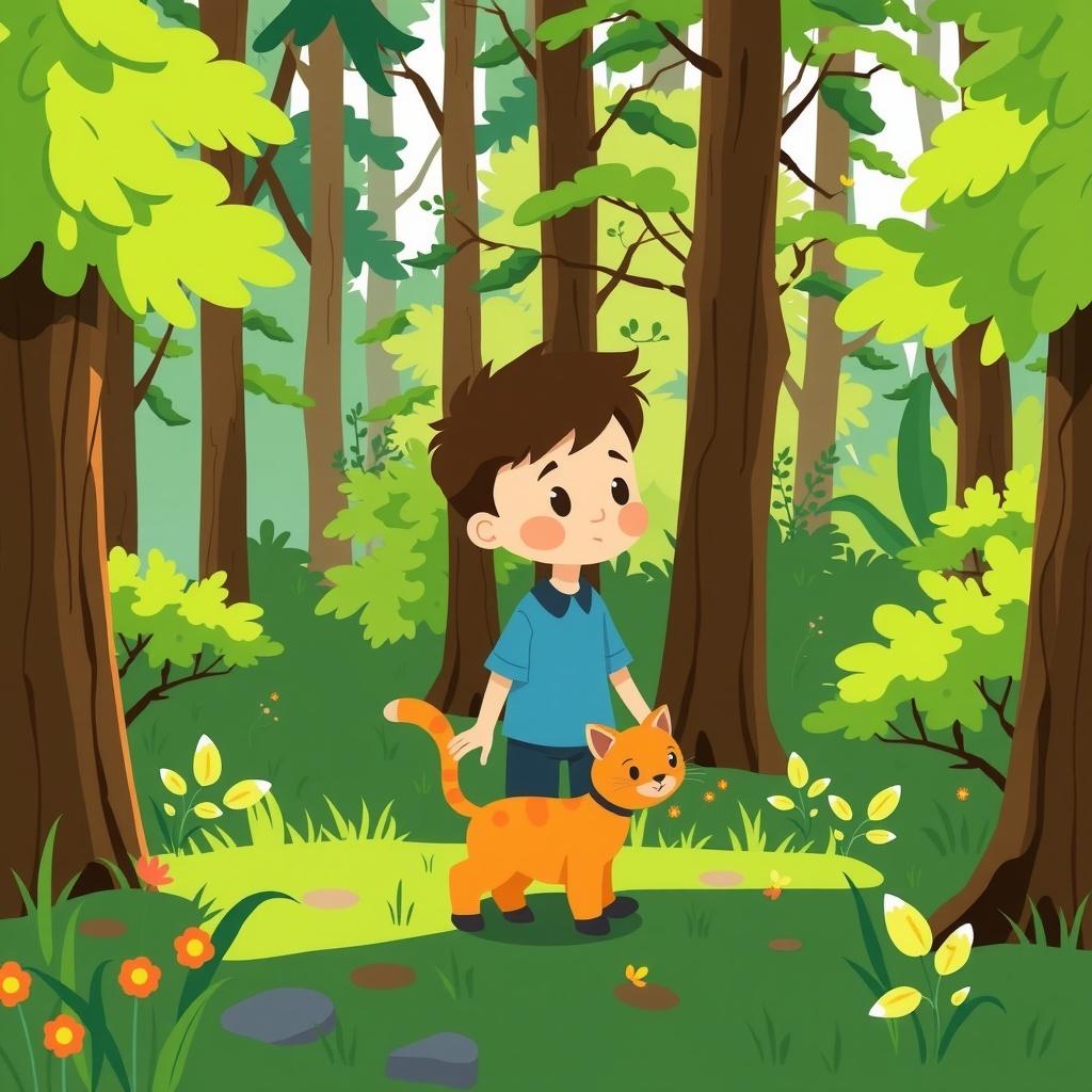 The Boy and His Orange Cat