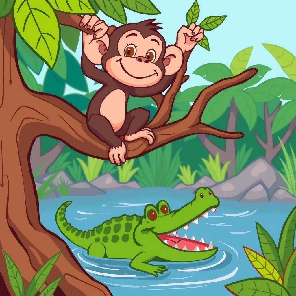 The Clever Monkey and the Crocodile