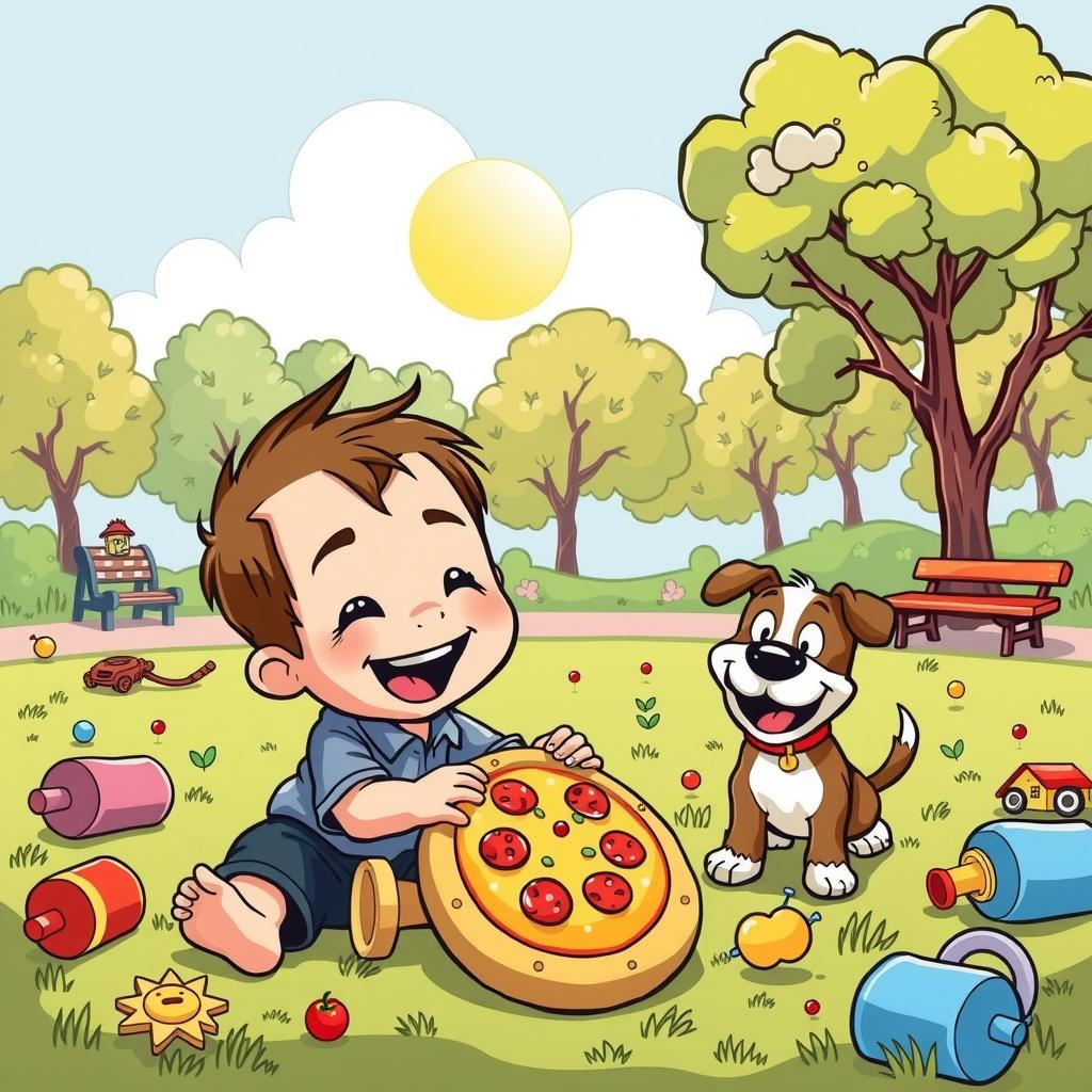 The Baby Boy and His Dog Named Pizza