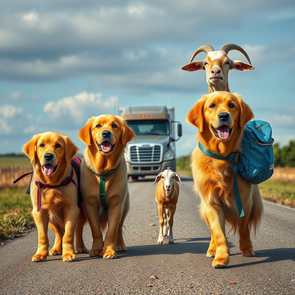 Golden Paws on the Open Road