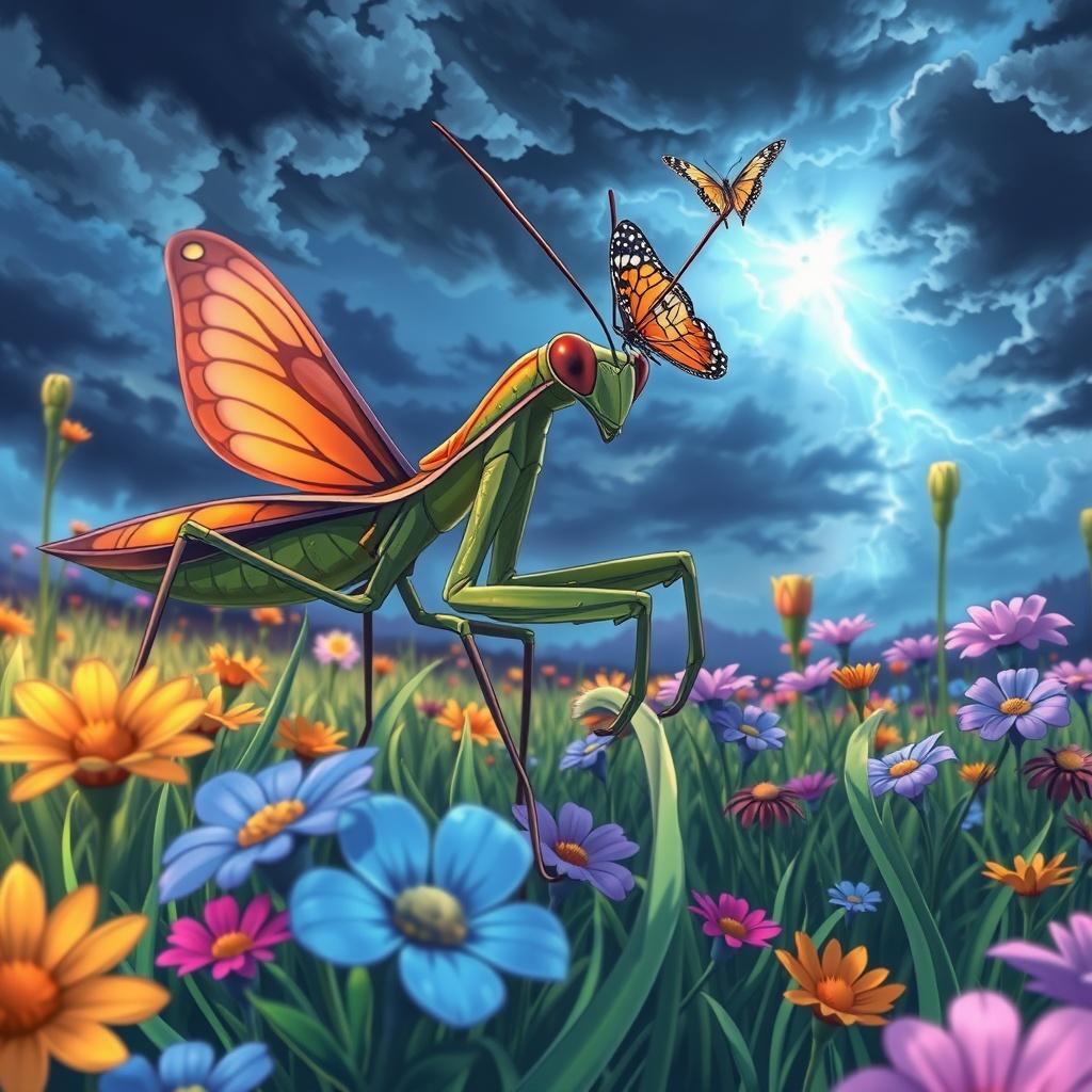 The Mean Flying Mantis and the Butterfly