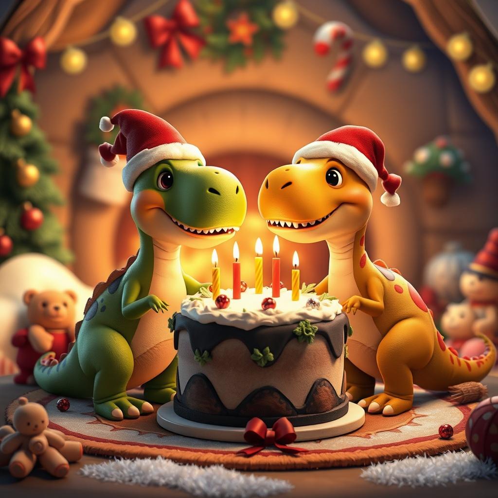The Dinosaurs' Delightful Christmas Cake