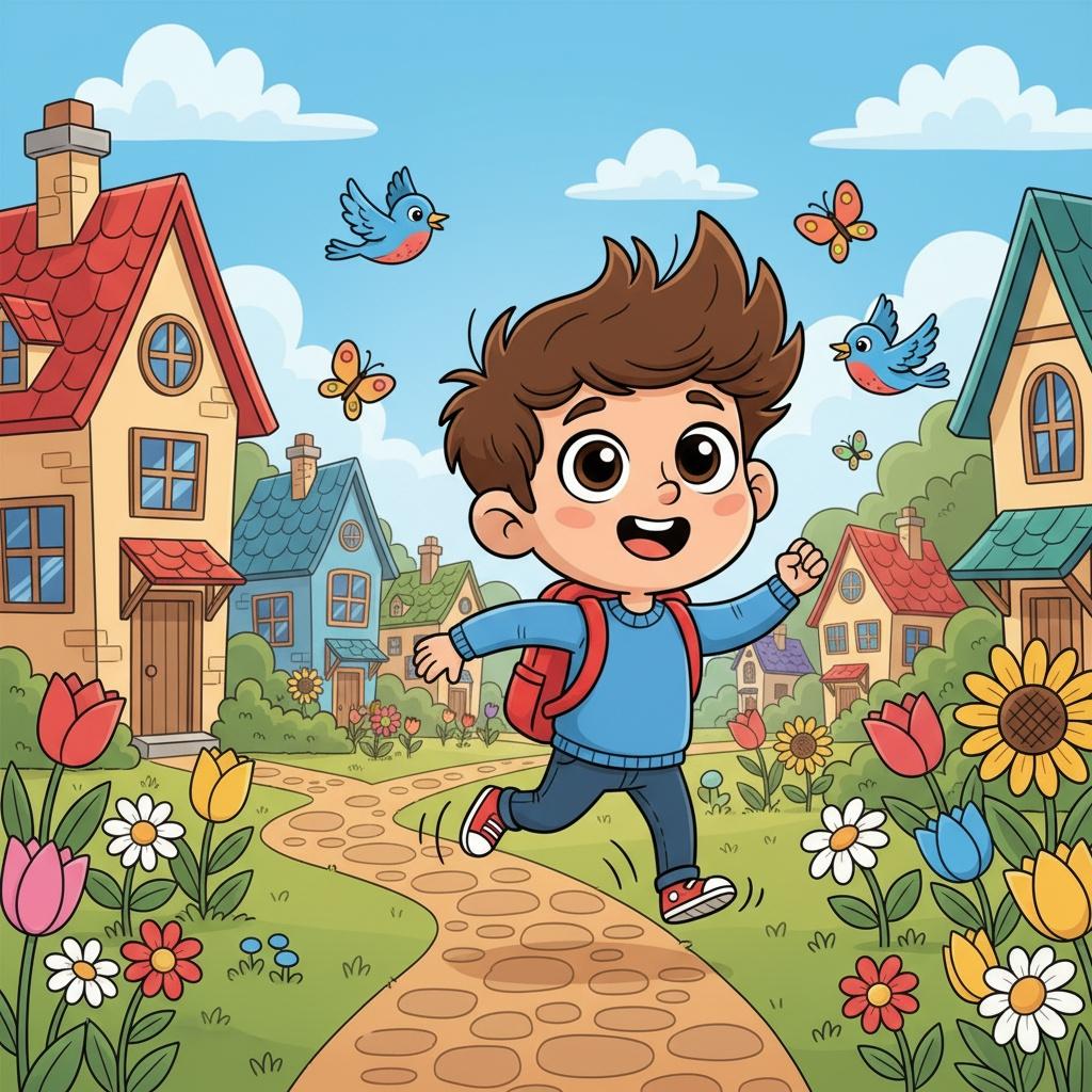 The Determined Cartoon Boy