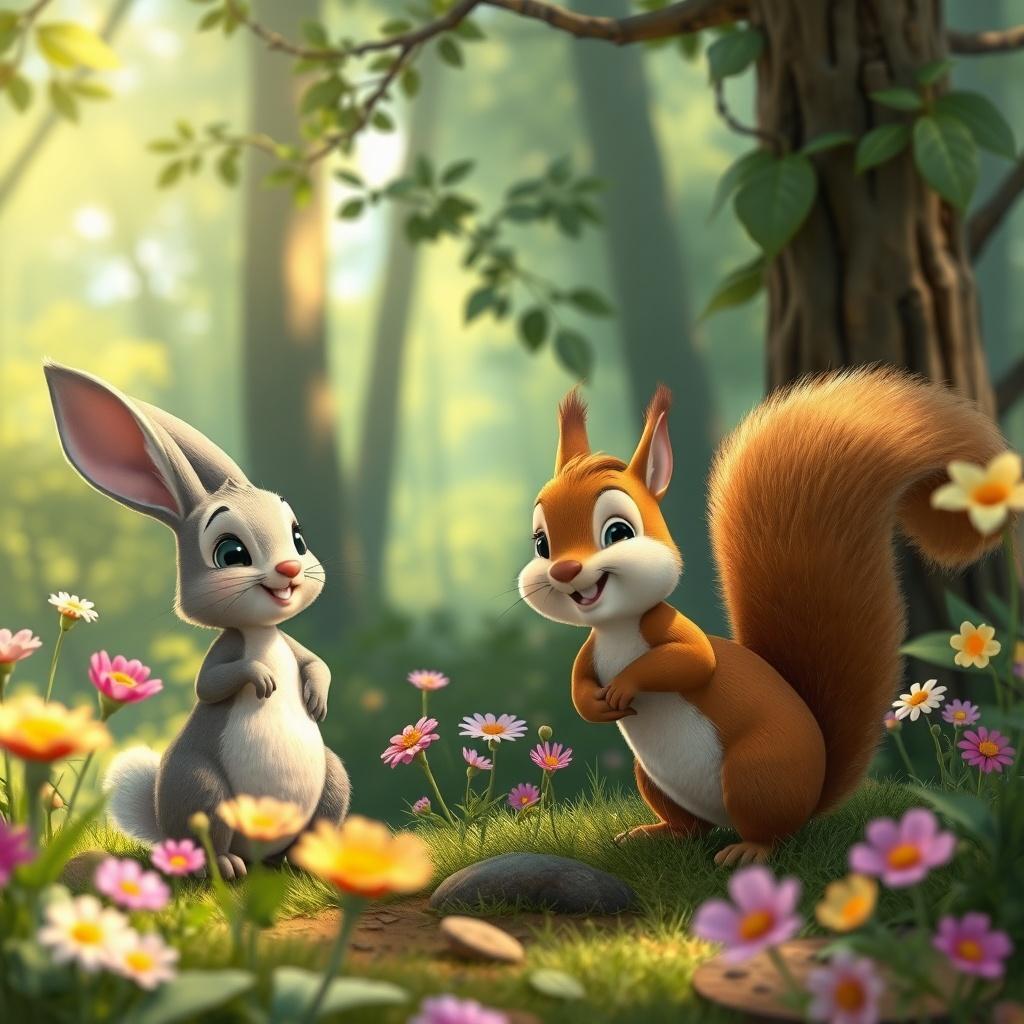 The Shy Bunny and the Curious Squirrel