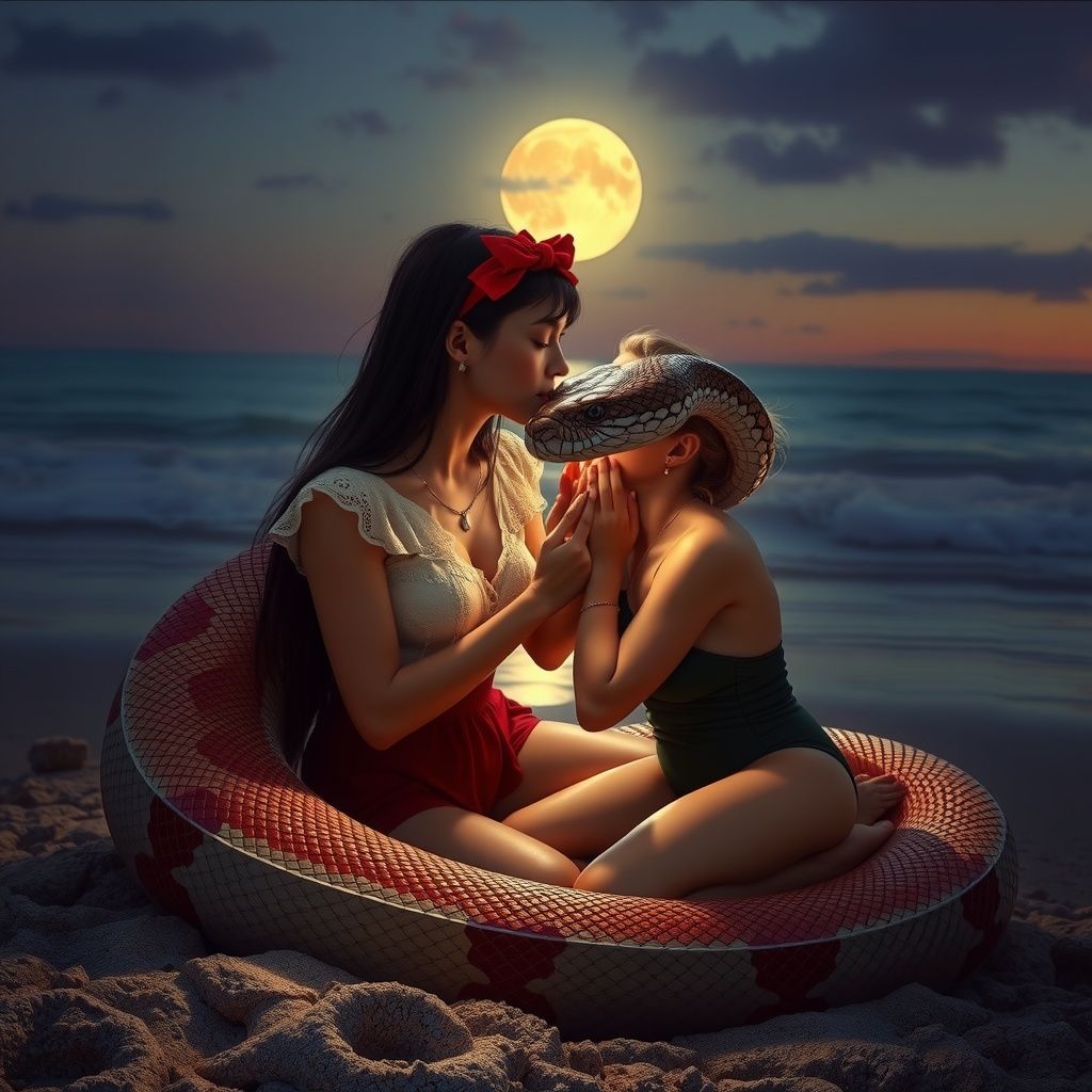 Moonlit Beach Encounter