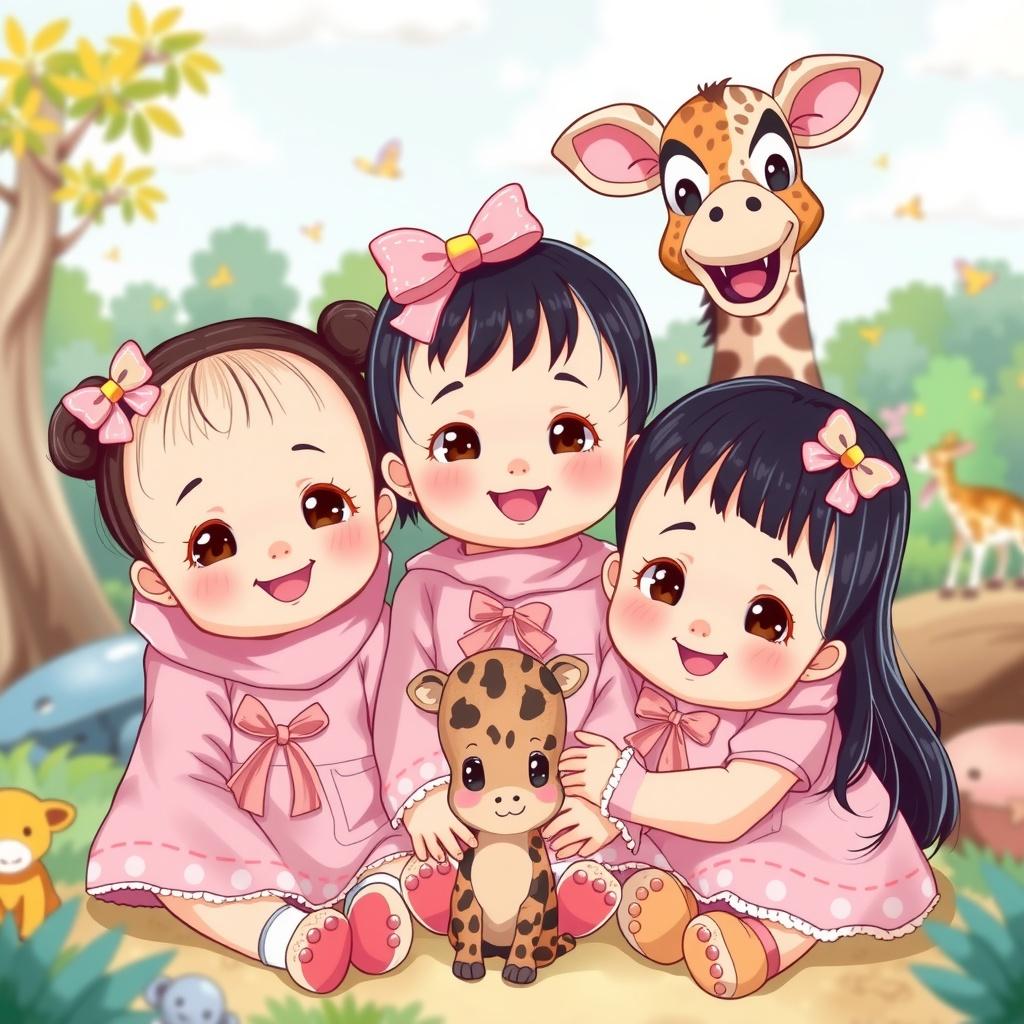 Three Baby Sisters at the Zoo