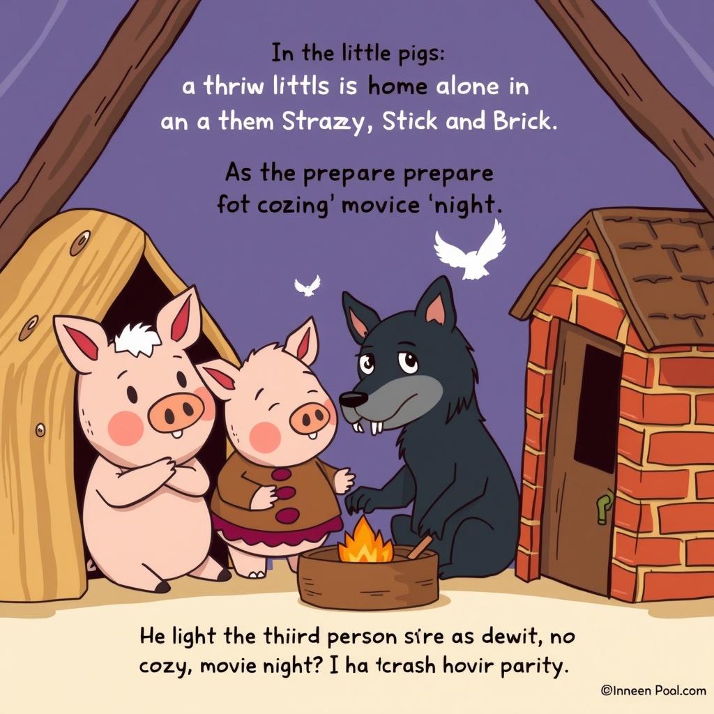 The Three Little Pigs' Movie Night Adventure