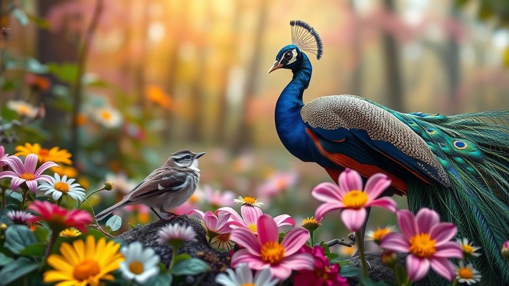 The Sparrow and the Peacock