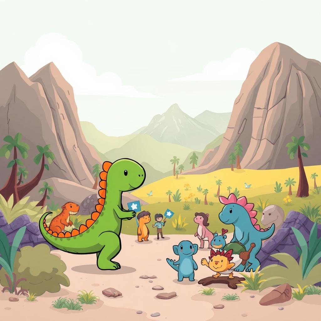 The Green Sweet Dinosaur and the Colorful Creatures