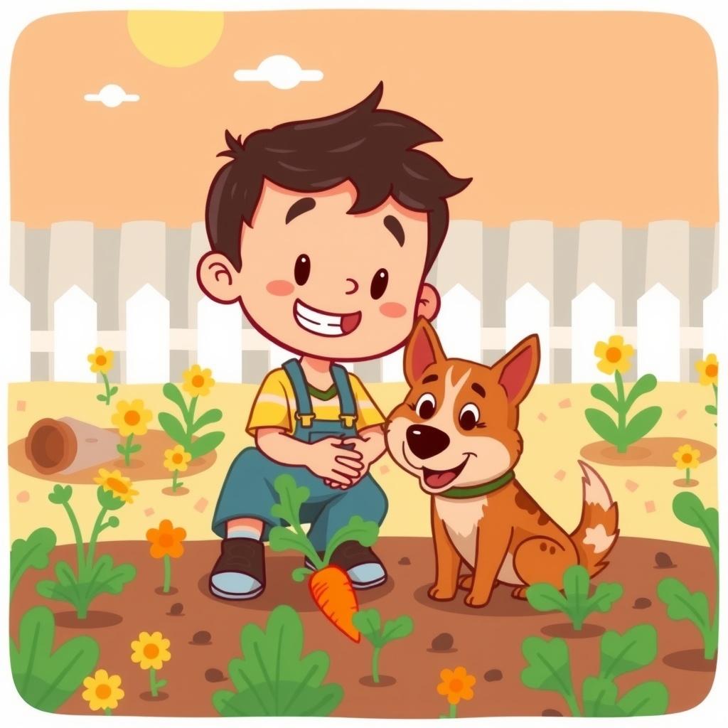 The Little Gardener and His Loyal Companion