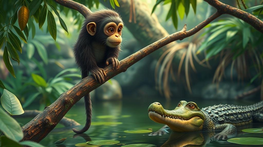 The Cunning Monkey and the Tempted Crocodile