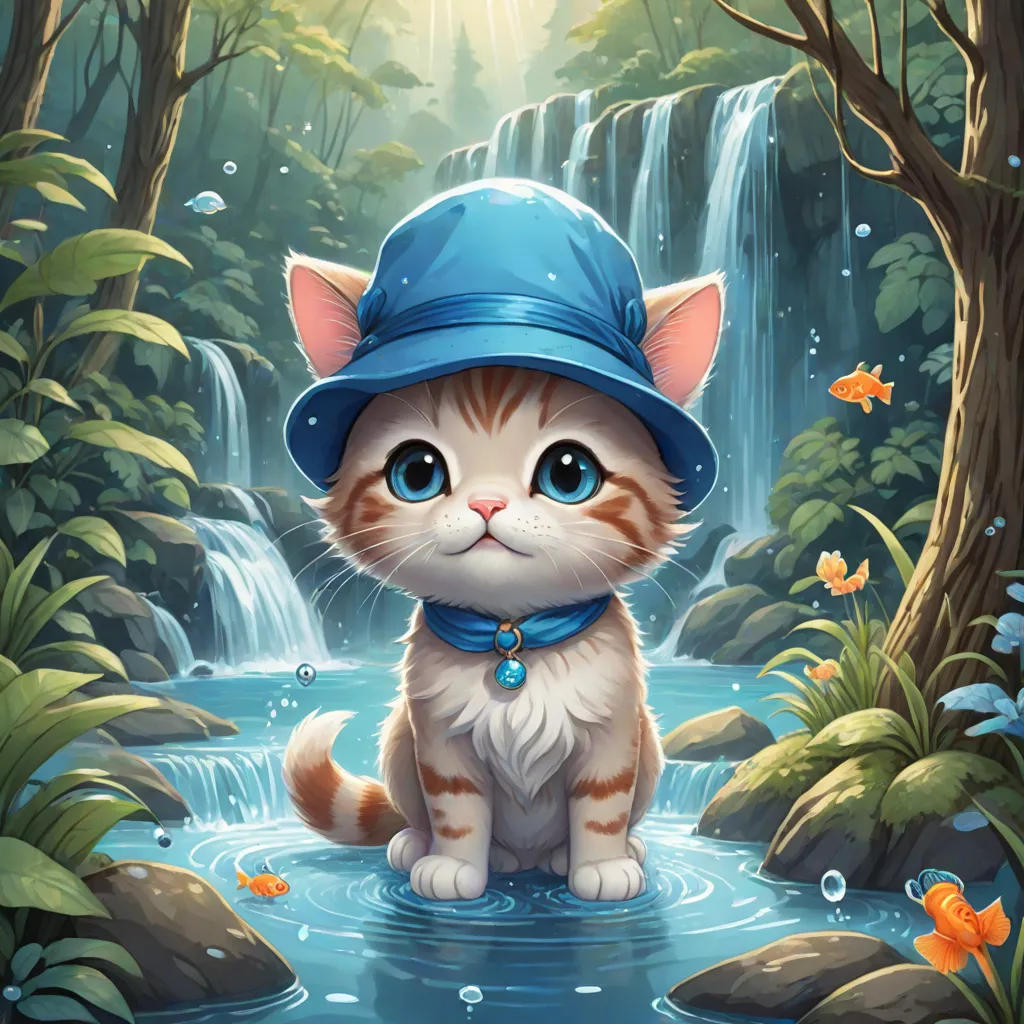 Whiskers' Waterfall Adventure