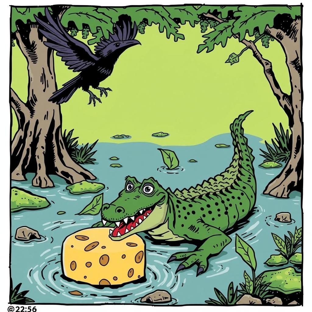 The Thief Crow and the Cunning Crocodile