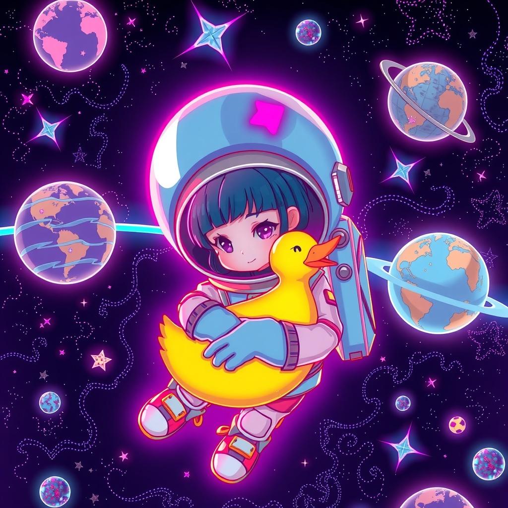 Space Voyage: The Little Explorer and Her Quacky Companion