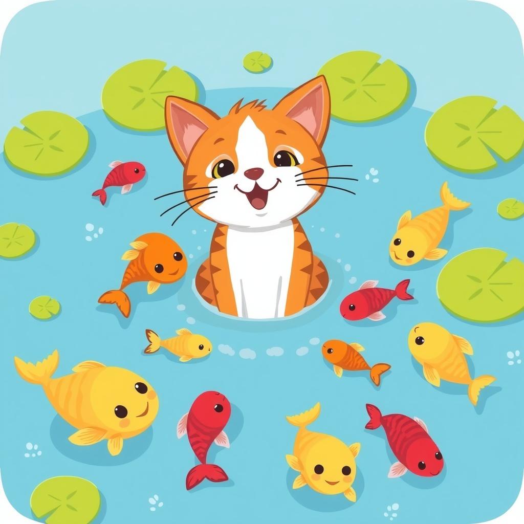 Little Fishes and a Cat
