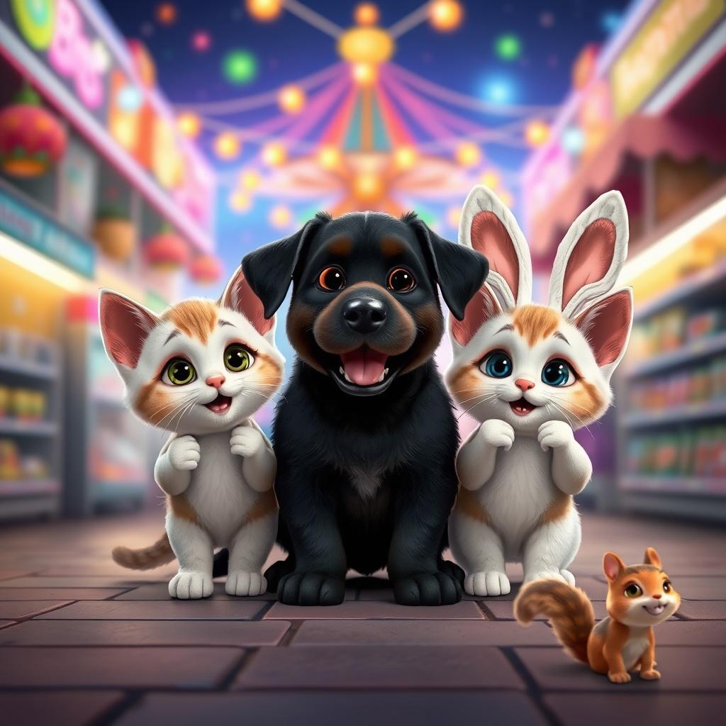 etting sun, two British Shorthair kittens, Bambi and Bunny, sit on a soft rug, their eyes wide with curiosity. The room is filled with the warmth of a home, with colorful cushions scattered around and a fireplace crackling gently in the corner.