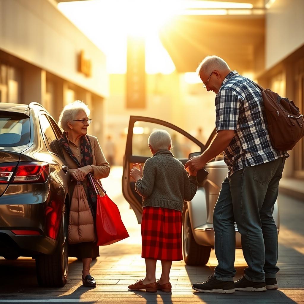 The Heartwarming Gesture in the Futuristic City
