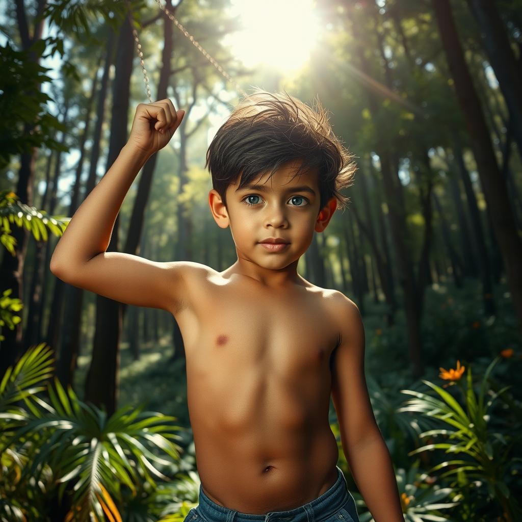 The Strong Shirtless Kid in the Forest